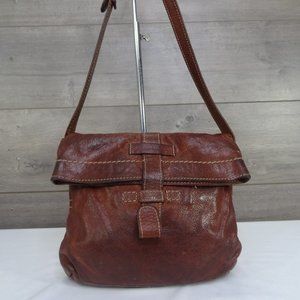 Frye Artisan Fold Over Brown Leather Crossbody Shoulder Bag